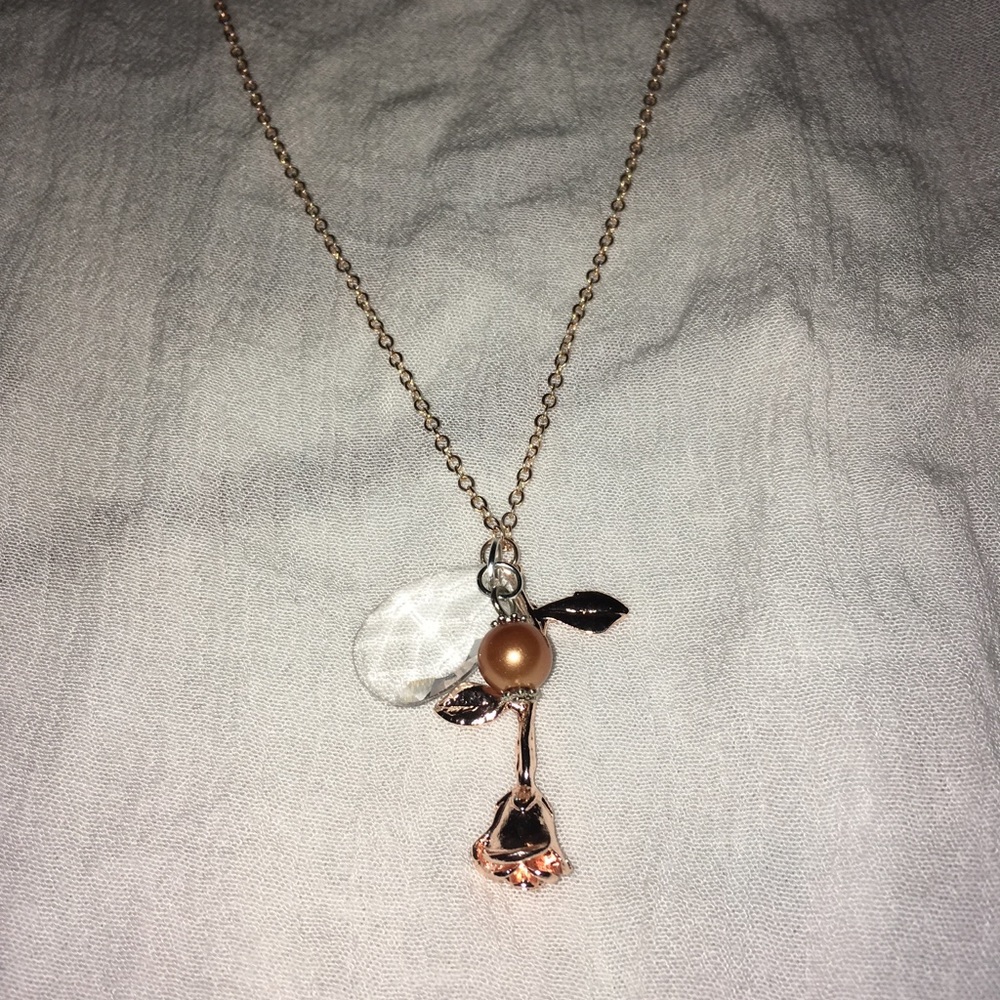 1 of a Kind Vintage Crystal Romantic Rose Necklace